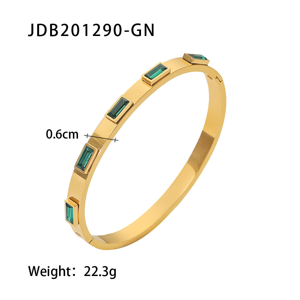 Zirconia Gold-Plated Stainless Steel Bracelets