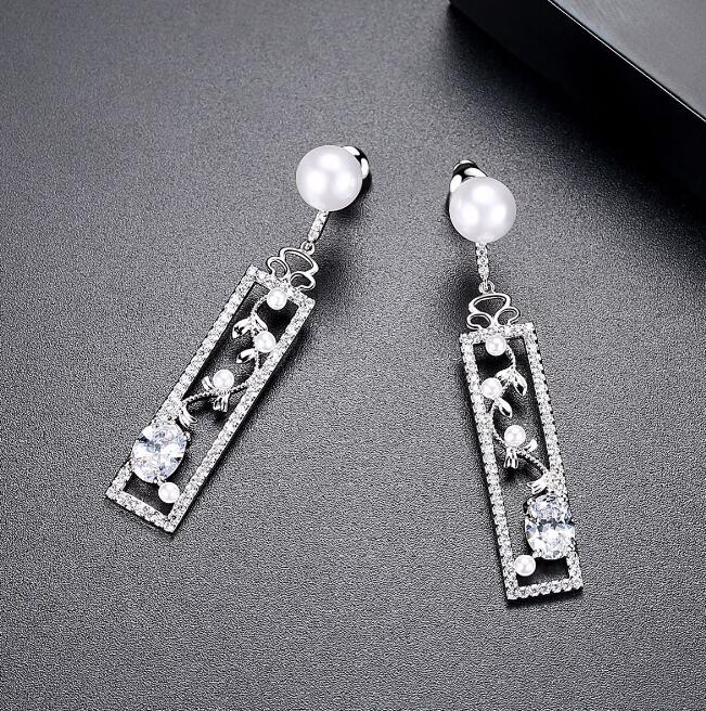 Pearl Rectangular Earrings
