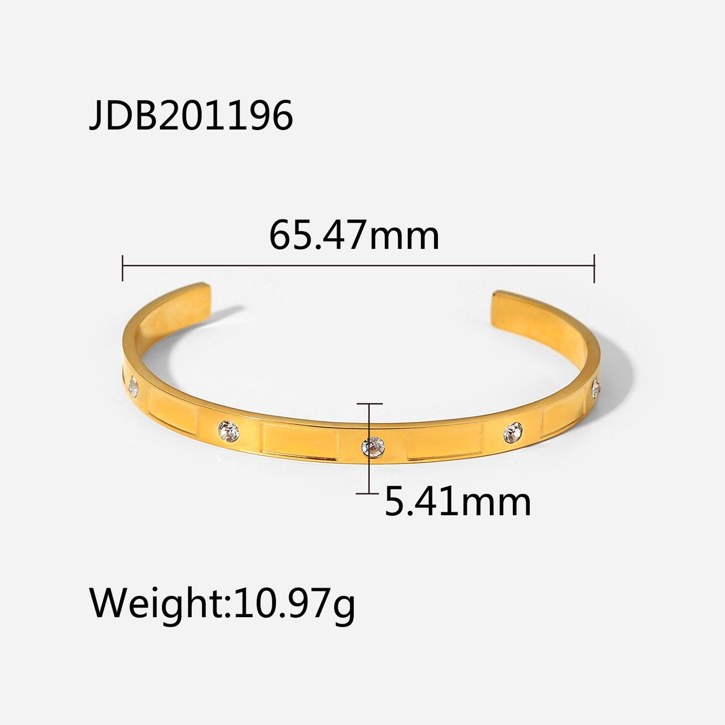 Zirconia Gold-Plated Stainless Steel Bracelets