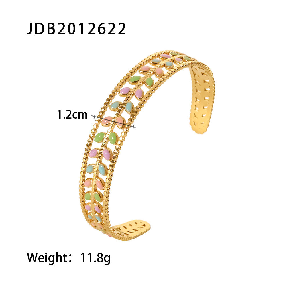 Zirconia Gold-Plated Stainless Steel Bracelets