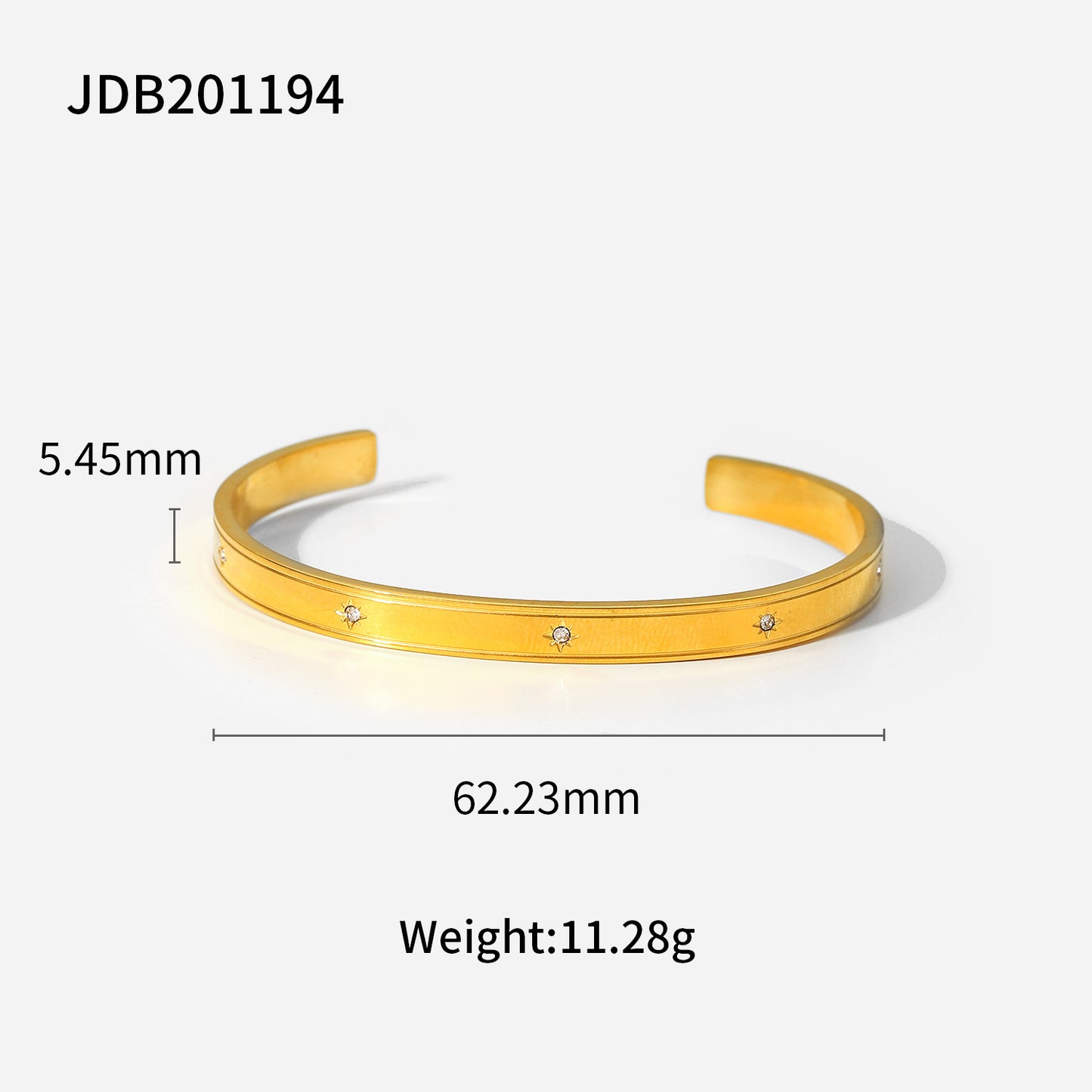 Zirconia Gold-Plated Stainless Steel Bracelets