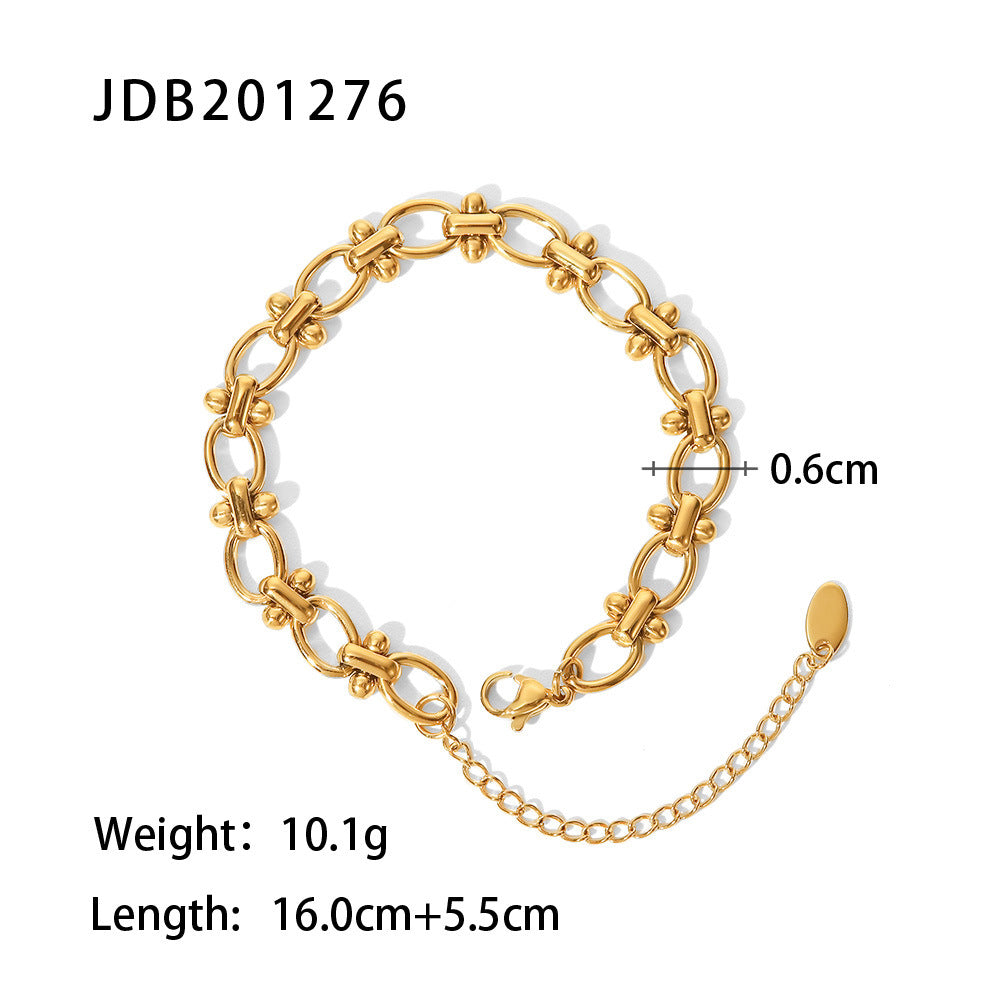 Zirconia Gold-Plated Stainless Steel Bracelets