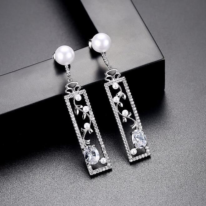 Pearl Rectangular Earrings