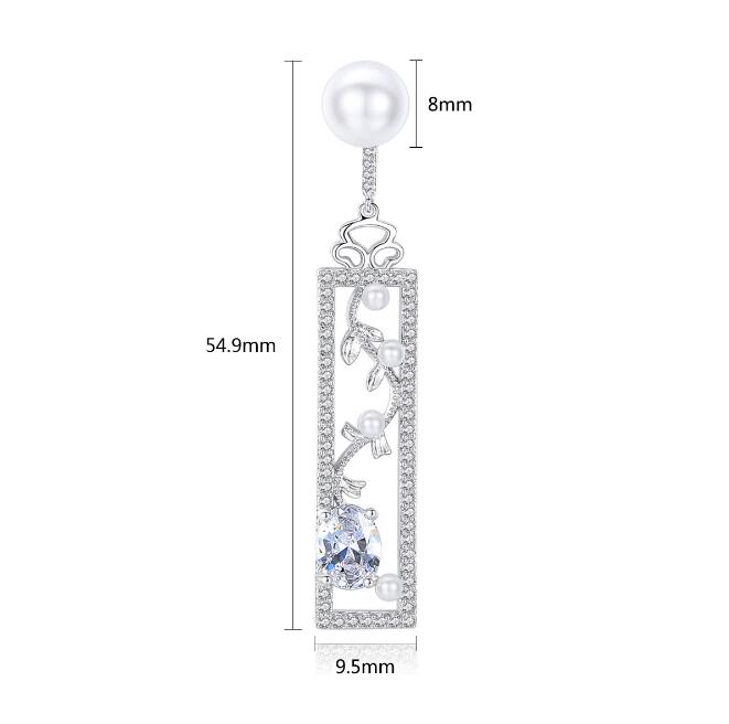 Pearl Rectangular Earrings