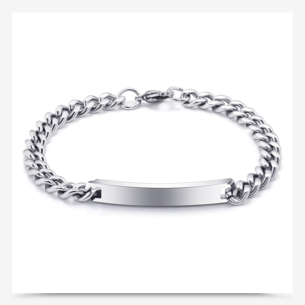 Laser Engraved Titanium Steel Couple Bracelets