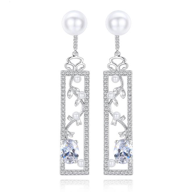 Pearl Rectangular Earrings