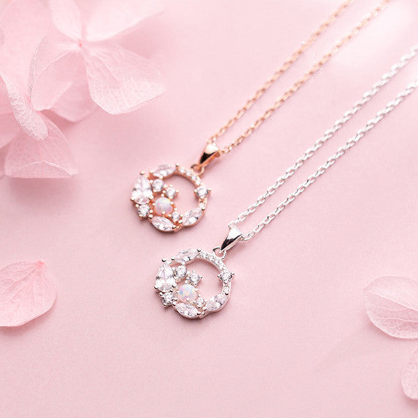Opal Flower Necklaces