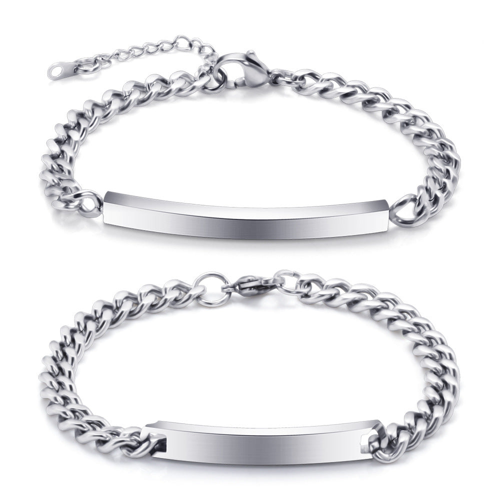 Laser Engraved Titanium Steel Couple Bracelets