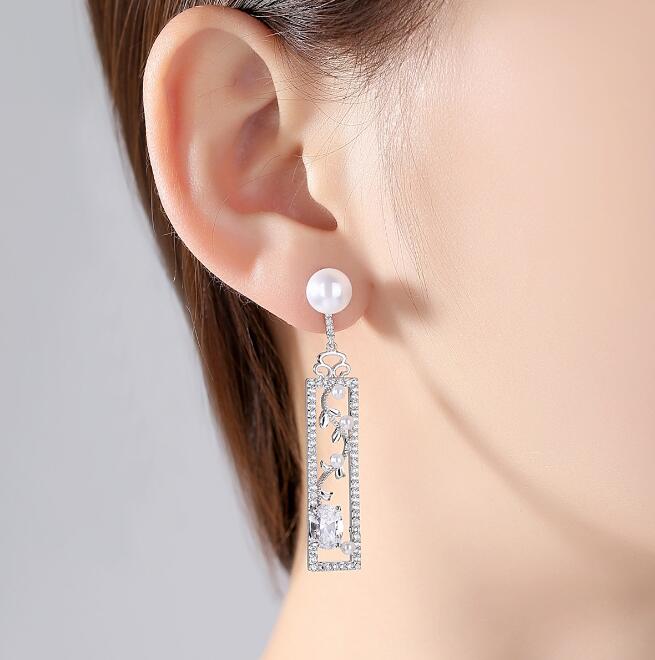 Pearl Rectangular Earrings
