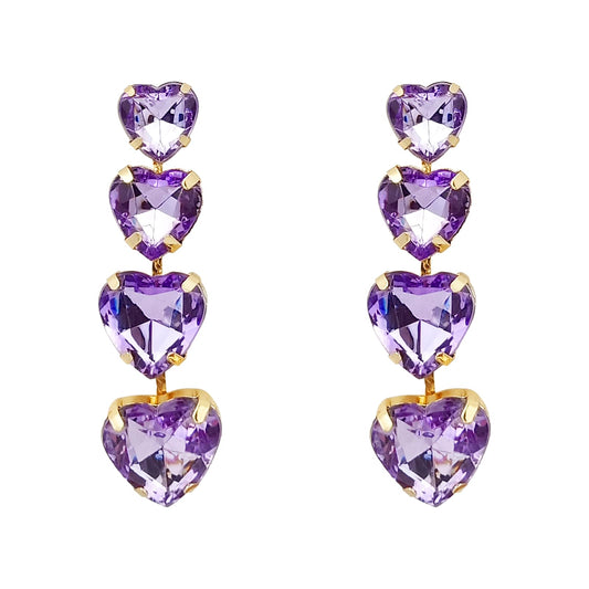 Crystal Heart Drop Earrings