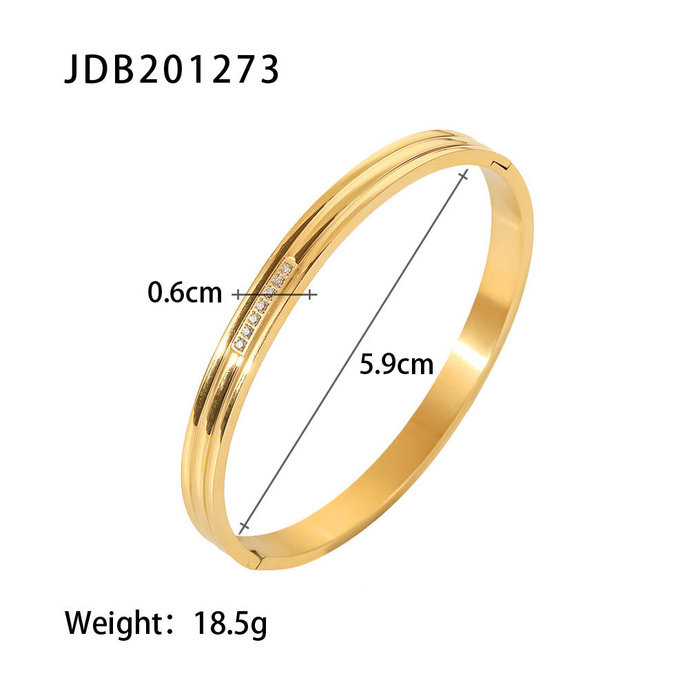 Zirconia Gold-Plated Stainless Steel Bracelets