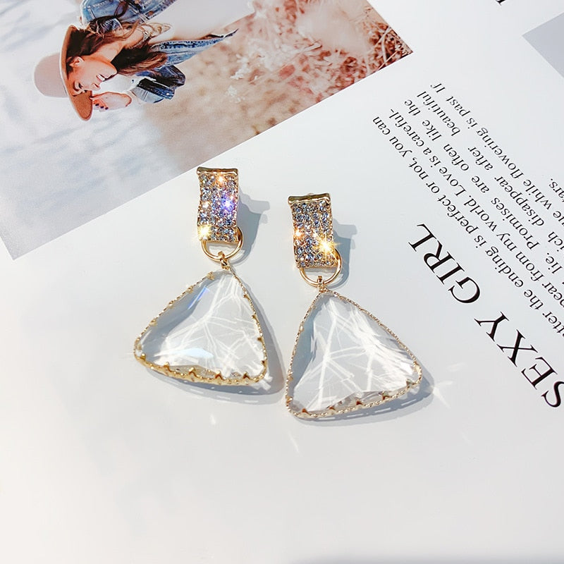 Triangular Crystal Earrings Set