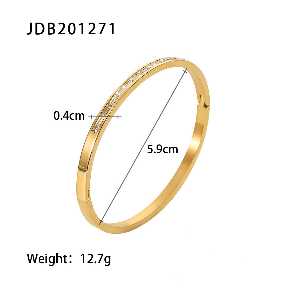 Zirconia Gold-Plated Stainless Steel Bracelets