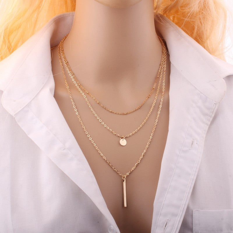 Copper Bead & Sequin Multi-layer Women's Necklaces