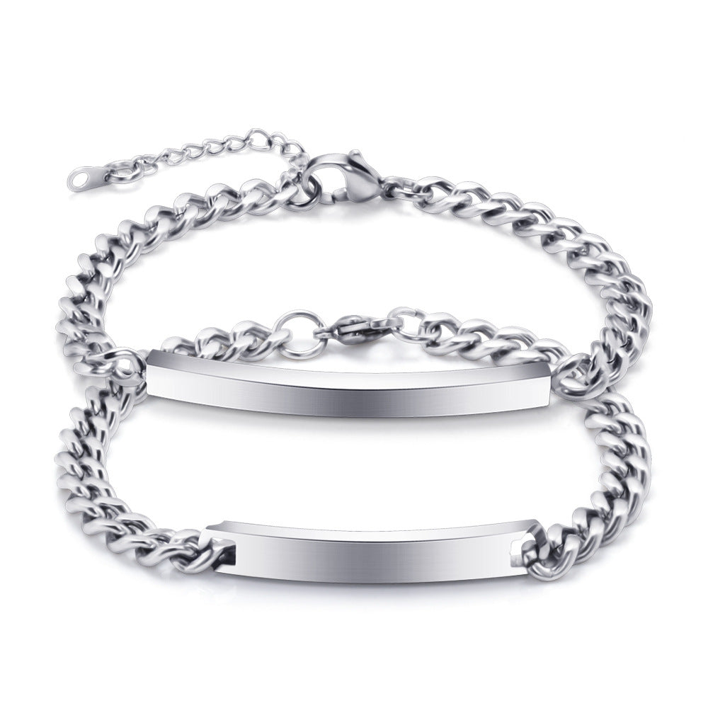 Laser Engraved Titanium Steel Couple Bracelets