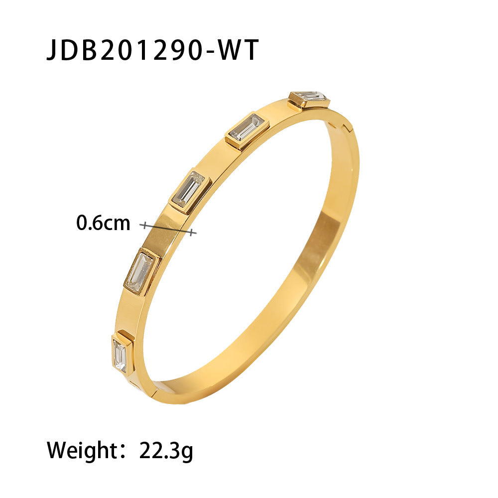 Zirconia Gold-Plated Stainless Steel Bracelets