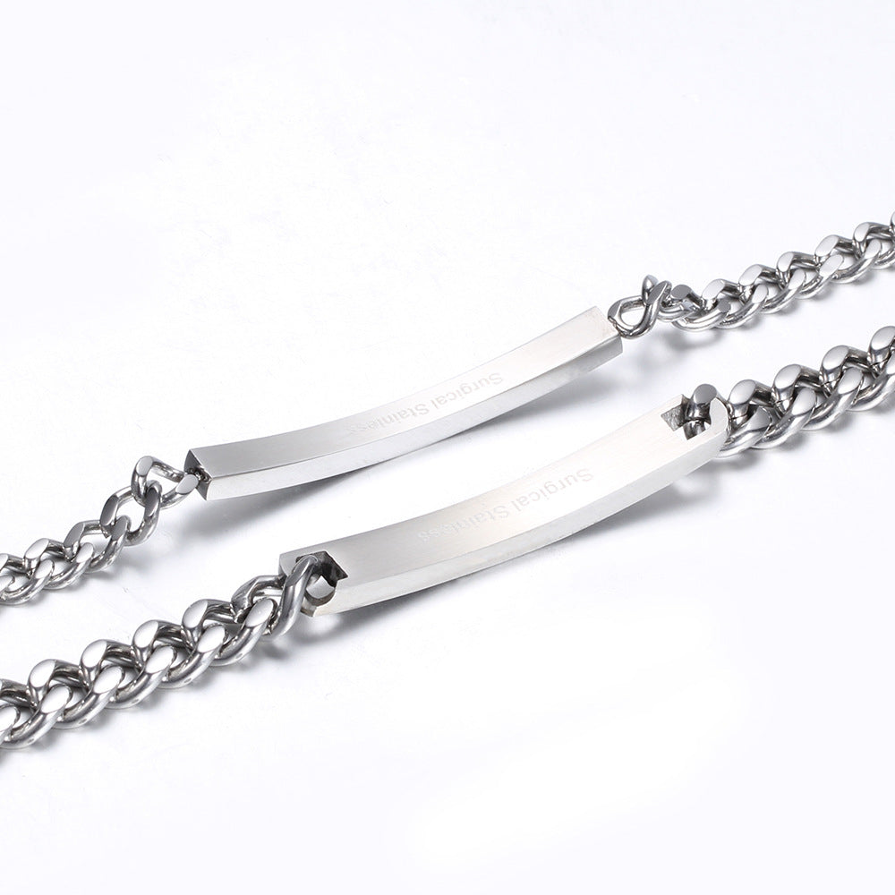 Laser Engraved Titanium Steel Couple Bracelets