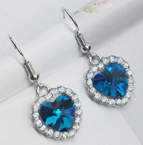 Ocean Heart Crystal Earrings