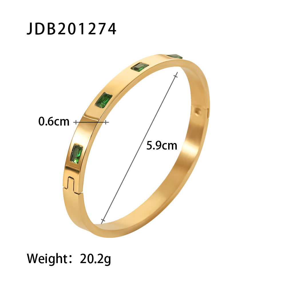 Zirconia Gold-Plated Stainless Steel Bracelets