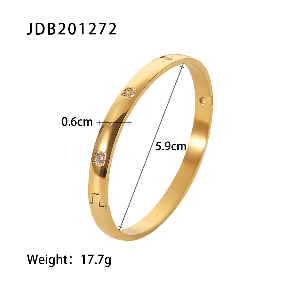 Zirconia Gold-Plated Stainless Steel Bracelets