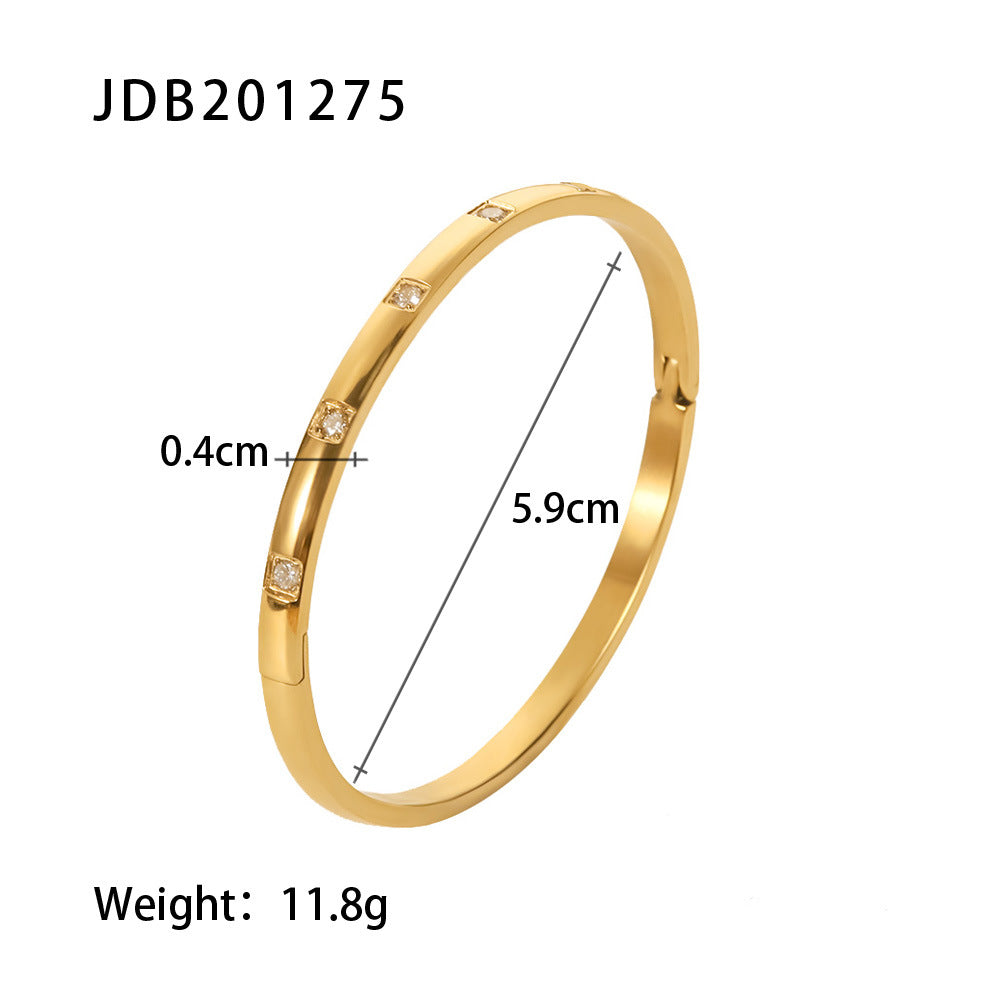 Zirconia Gold-Plated Stainless Steel Bracelets
