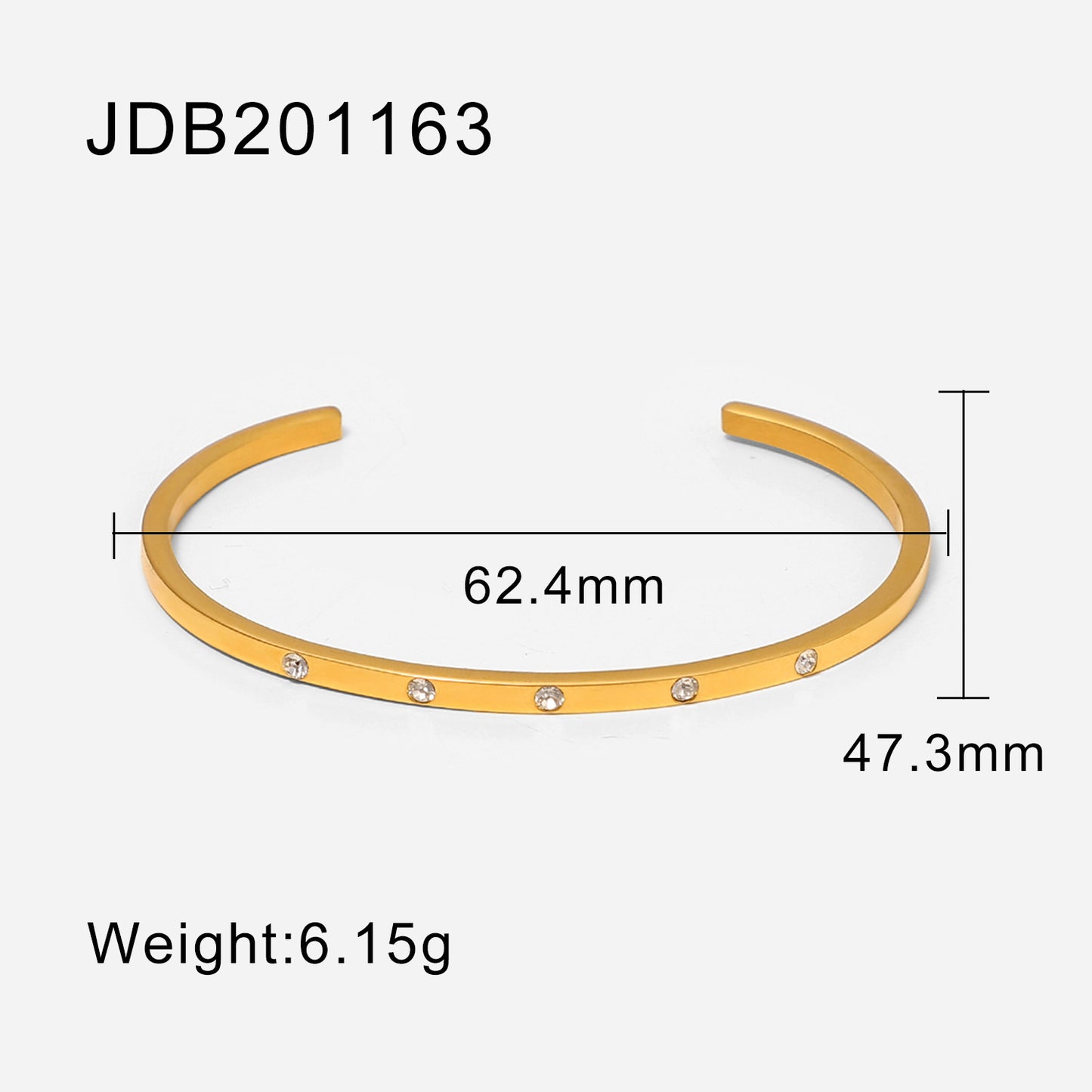 Zirconia Gold-Plated Stainless Steel Bracelets