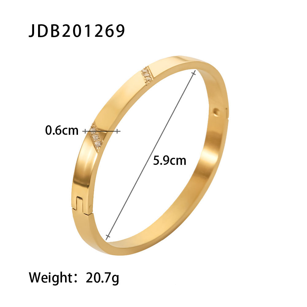 Zirconia Gold-Plated Stainless Steel Bracelets