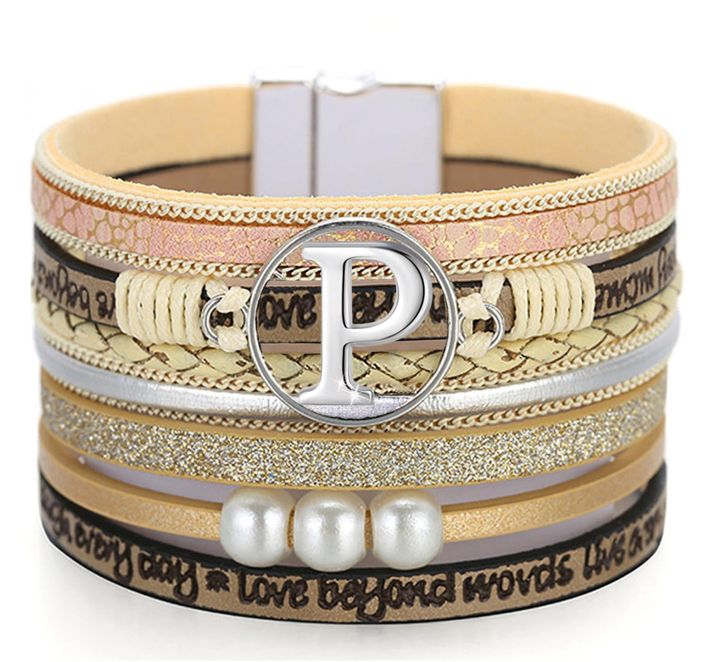 Boho Initial Leather Bracelet