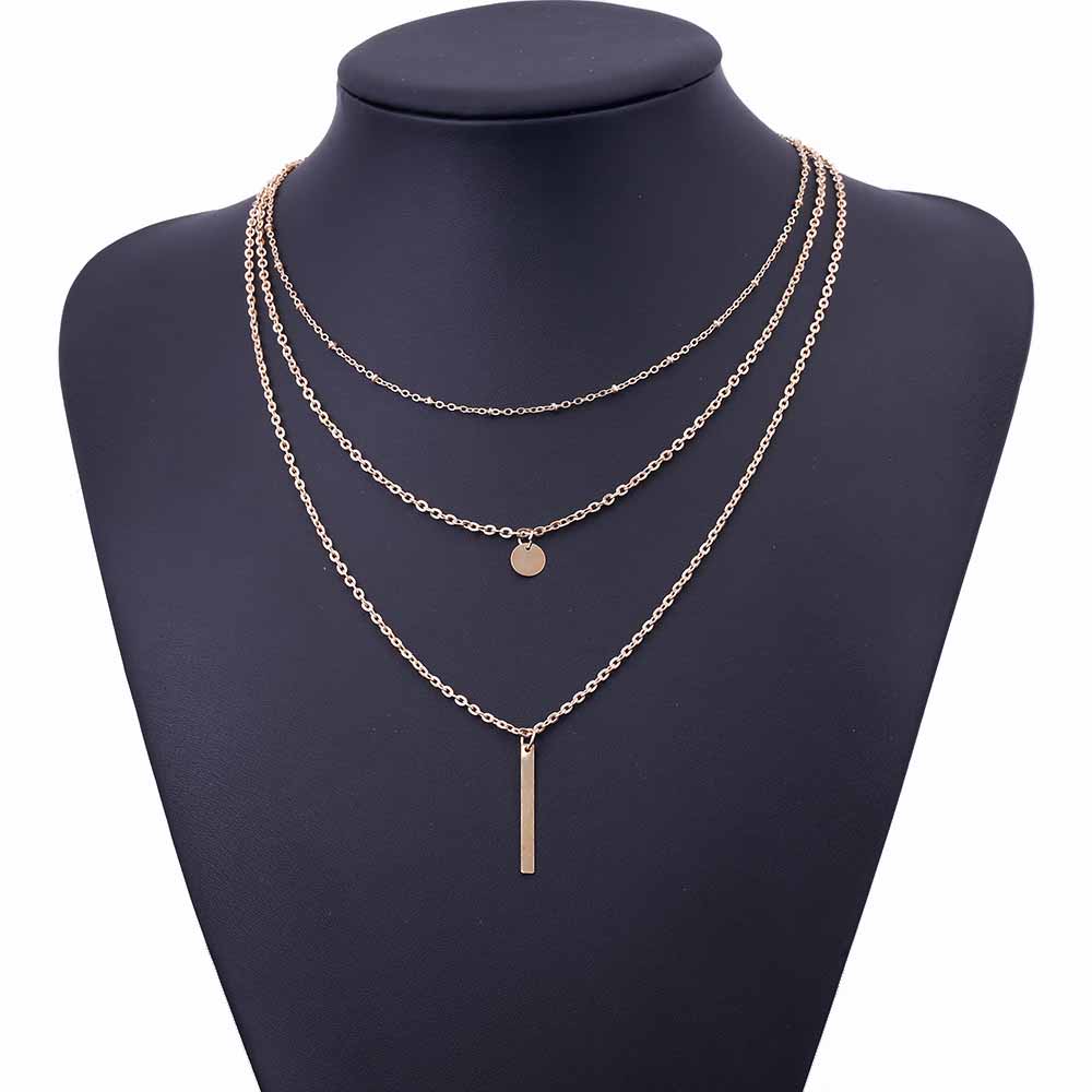 Copper Bead & Sequin Multi-layer Women's Necklaces