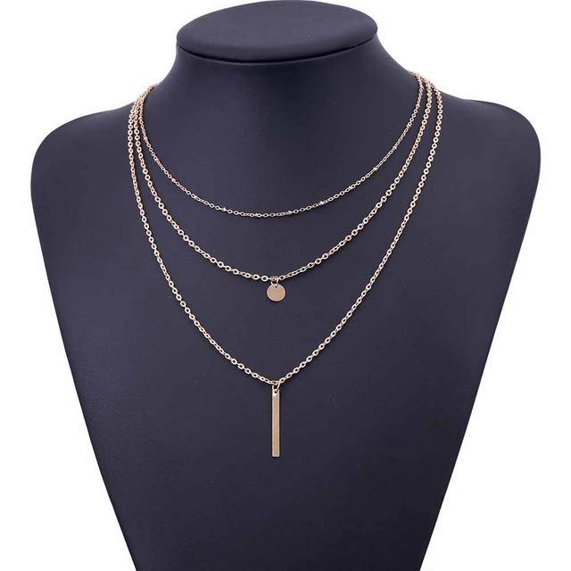 Copper Bead & Sequin Multi-layer Women's Necklaces